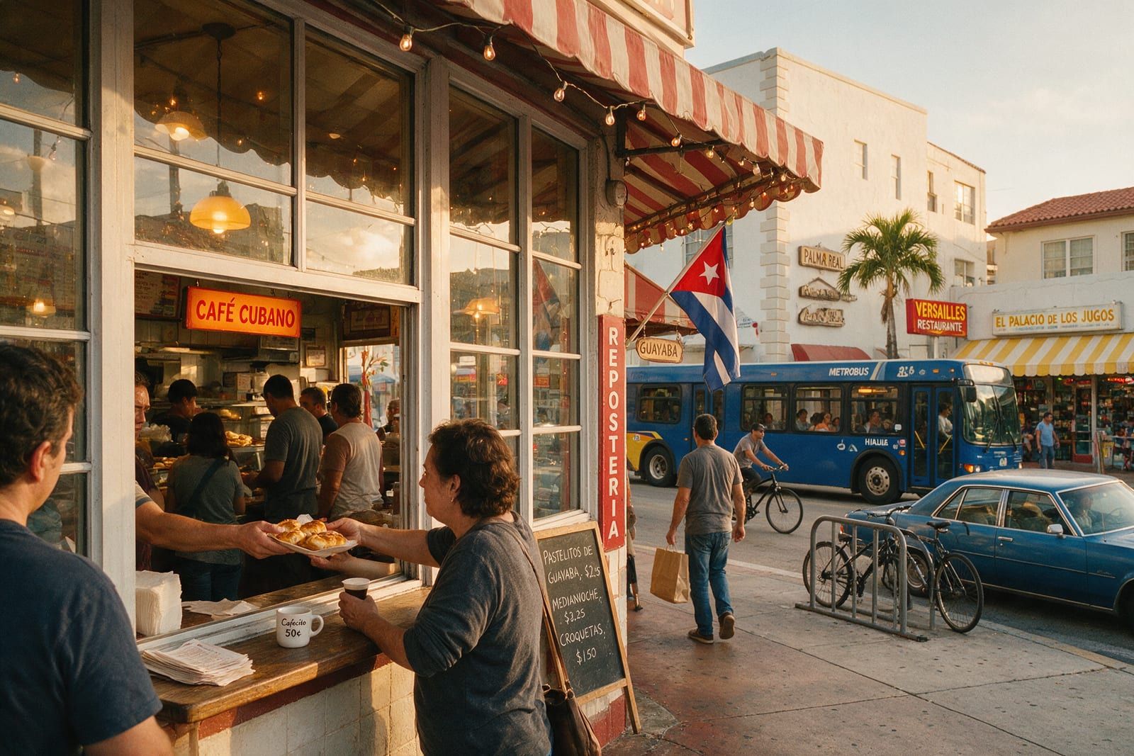 A working street in Hialeah in the morning
