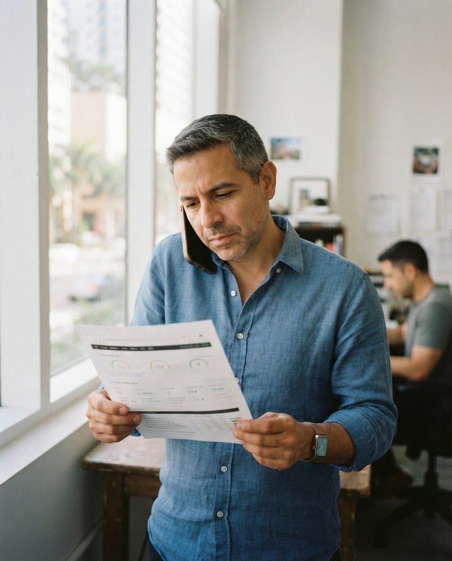 Jeff Alvarez, founder of SEO Guru Miami, at his desk in Brickell